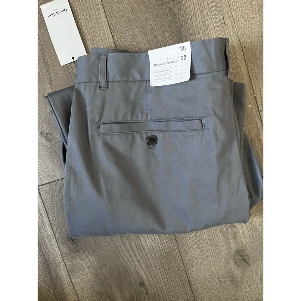 Goodfellow & Co Men's Pleated Trouser Pants Size 36x32 Gray New with Tags